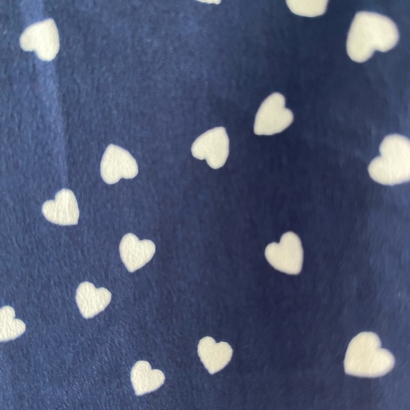 Oh Mamma Women’s Maternity Blue White Heart Pleated Button V Neck Back Tie SZ L - Picture 9 of 12